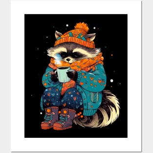 Cozy Raccoon Winter Cottagecore Vibes Posters and Art